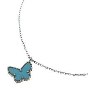 Van Cleef & Arpels Sweet Alhambra Papillon Necklace Turquoise White Gold